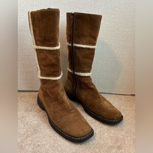 Bass Brown Suede Shearling Calf High Winter Boots